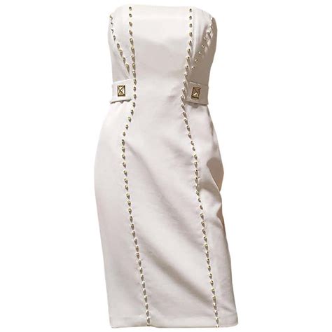 versace white dress|versace embellished dress.